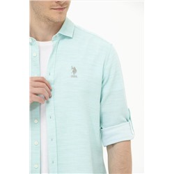 Erkek Mint Uzun Kollu Gömlek