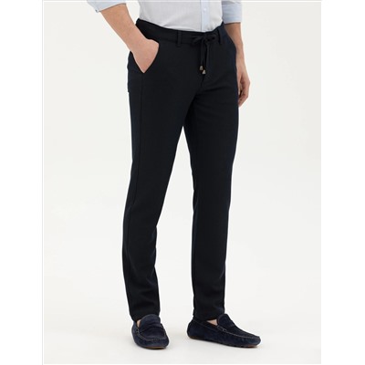 Lacivert Slim Fit Jogger Kanvas Pantolon