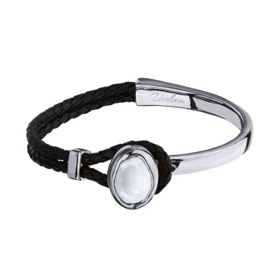 Браслет Грация (кристаллы SW 14х10 белый электрик; покрытие родий), Есть комплект