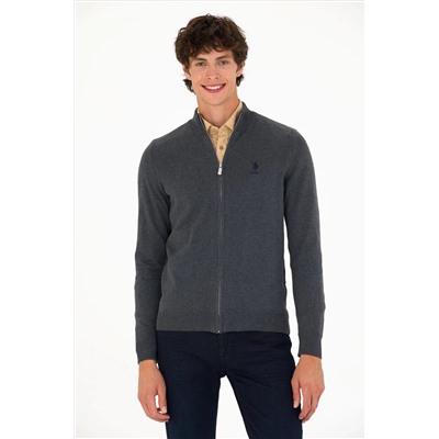 Erkek Antrasit Melanj Basic Triko Hırka