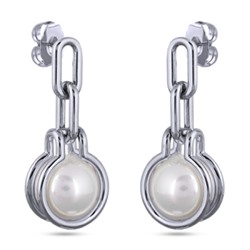 Серьги (Майорка 12мм белая; покрытие родий), Есть комплект