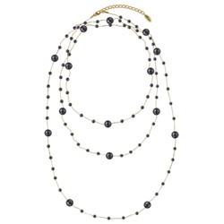 Колье Просекко (Майорка 5-10мм темно-серая; покрытие золото) 185-190см, Есть комплект