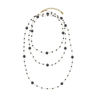 Колье Просекко (Майорка 5-10мм темно-серая; покрытие золото) 185-190см, Есть комплект