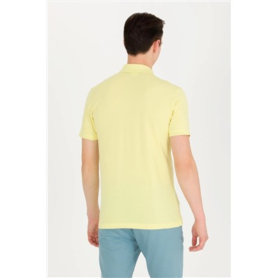 Erkek Açık Sarı Basic Polo Yaka Tişört