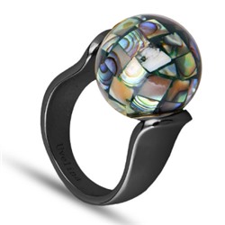 Кольцо (гелиотис 16мм; покрытие черный родий), Есть комплект