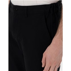 Siyah Slim Fit Beli Lastikli Kanvas Pantolon