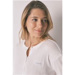 Pijama largo "maternity" punto azul