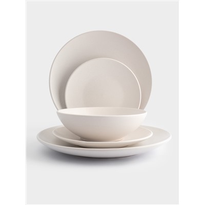 Сервиз обеденный, 6 перс, 18 пр, керамика, белый, в крапинку, Scanno