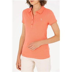 Kadın Somon Basic Polo Yaka Tişört