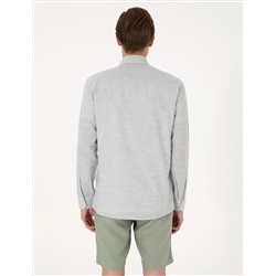 Yeşil Slim Fit Uzun Kollu Gömlek