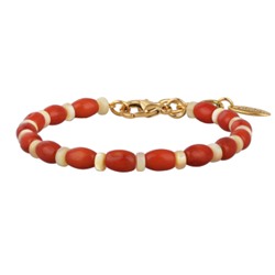 Браслет Букет (коралл, перламурт; покрытие золото) 17-21см, Есть комплект