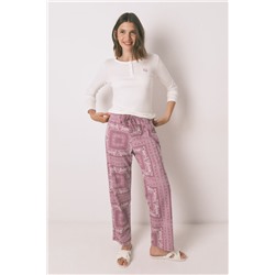 Pijama largo algodón estampado flores