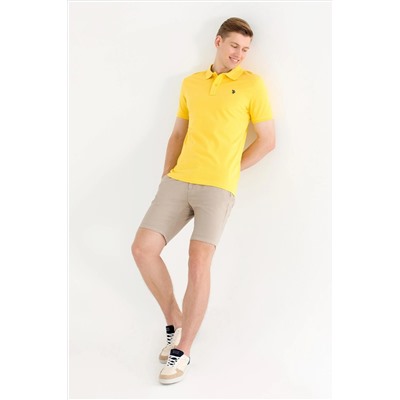 Erkek Koyu Sarı Basic Polo Yaka Tişört