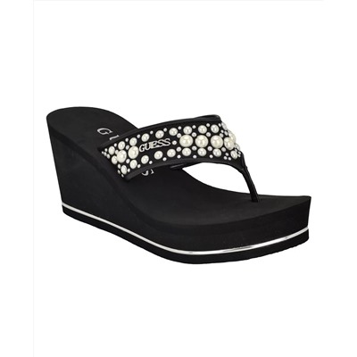 GUESS Women's Silus Embellished Platform Wedge Sandals