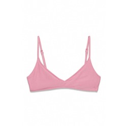 Top bikini triangular textura crinkle rosa