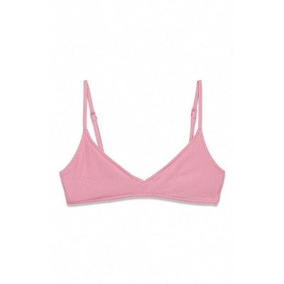 Top bikini triangular textura crinkle rosa