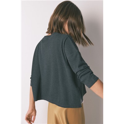 Camiseta manga larga waffle gris