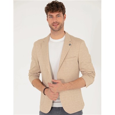 Bej Ekstra Slim Fit Blazer Ceket