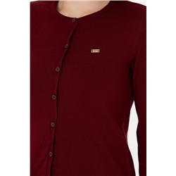 Kadın Bordo Basic Triko Hırka