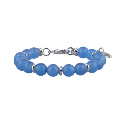 Браслет Селена (агат васильковый; покрытие родий) 17-22см, Есть комплект