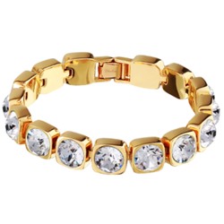 Браслет Теннис (кристаллы SW белые 8мм; покрытие золото) 17-19см, Есть комплект