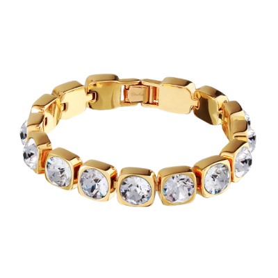 Браслет Теннис (кристаллы SW белые 8мм; покрытие золото) 17-19см, Есть комплект