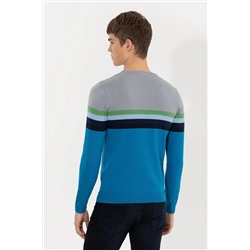 Erkek Kobalt Bisiklet Yaka Triko Kazak