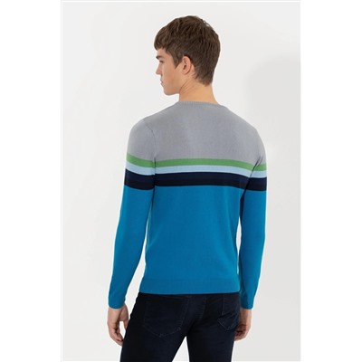 Erkek Kobalt Bisiklet Yaka Triko Kazak