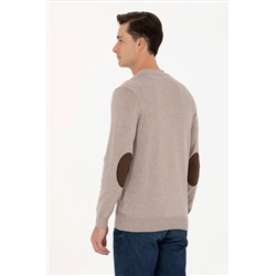 Erkek Vizon Melanj Basic Triko Hırka