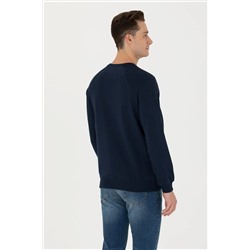 Erkek Lacivert Bisiklet Yaka Basic Sweatshirt