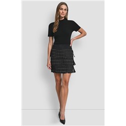 FAUX SUEDE STUDDED FRINGE MINI SKIRT