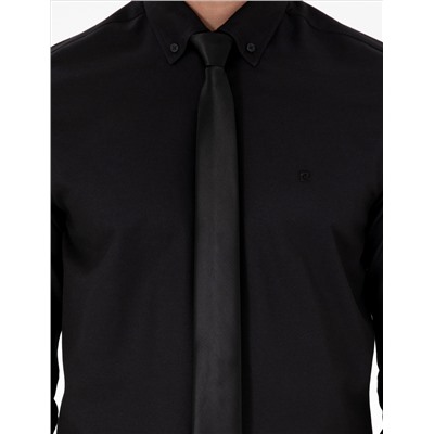 Siyah Slim Fit Uzun Kollu Gömlek