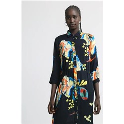 Vestido camisero largo estampado