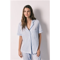 Pijama camisero 100% algodón rayas azul