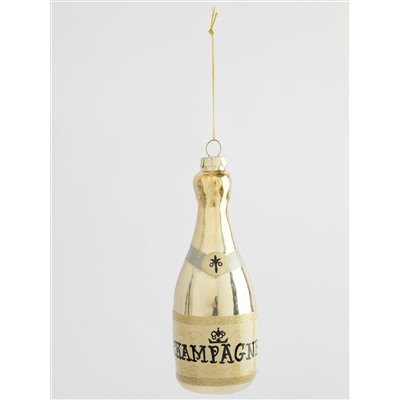 Игрушка елочная, 11 см, стекло, шампань, Шампанское, New year