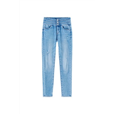 Vaquero skinny fit de tiro alto Azul claro