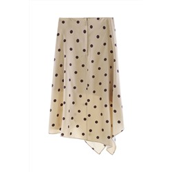 Falda drapeada de seda Beige y negro