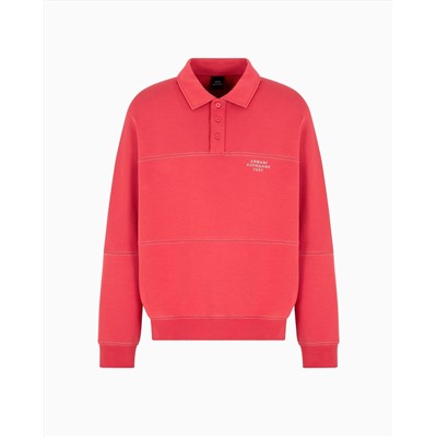 Bonded stretch polo sweatshirt