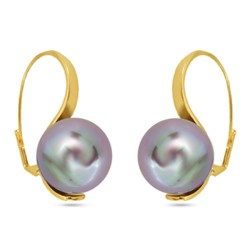 Серьги (Майорка 16мм серо-коричневая; покрытие золото), Есть комплект