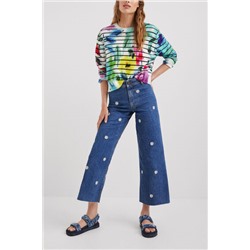 Jersey rayas tie-dye floral