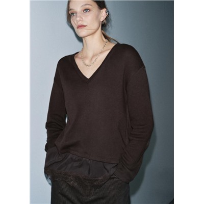 CONTRAST LACE T-SHIRT