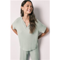 Pijama Capri textura waffle verde