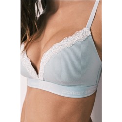 Sujetador triangular algodón canalé azul CHARMING