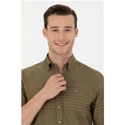 Erkek Haki Uzun Kollu Gömlek