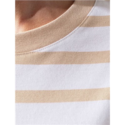 Свободная футболка в широкую полоску из премиального хлопка с эластаном