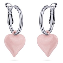 Серьги Сердцебиение (1, 6см, эмаль розовая; покрытие родий), Есть комплект
