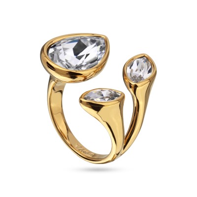 Кольцо Эйва (кристаллы SW белые; покрытие золото), Есть комплект