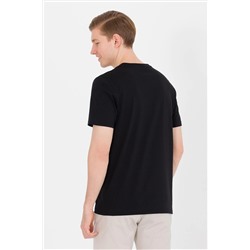 Erkek Siyah Basic Bisiklet Yaka Tişört