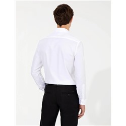 Beyaz Slim Fit Armürlü Gömlek
