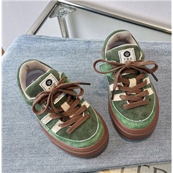 Кеды для мальчиков и девочек. Материал: Свиная кожа + джинсовая ткань